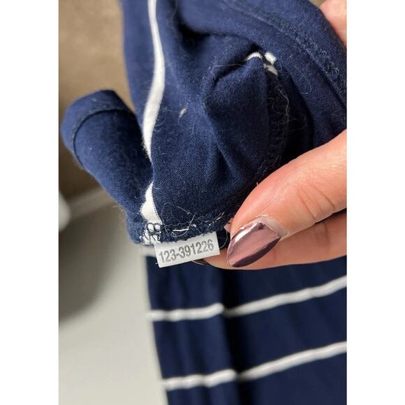 Loft Navy & White Striped T-Shirt Midi Dress Size MP Medium Petite Women’s - Picture 5 of 5